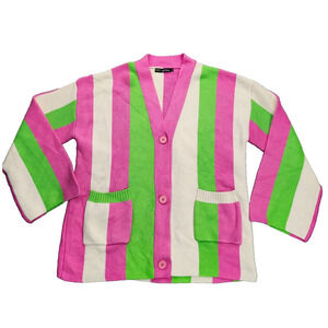 Finesse Multi Striped Colorful cardigan, pink, green, Size M/L